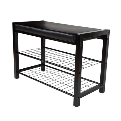 Leatherette Storage Entryway Bench with Metal Frame