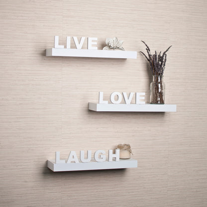 Decorative "Live" "Love" "Laugh" Wall Shelves (Set of 3)