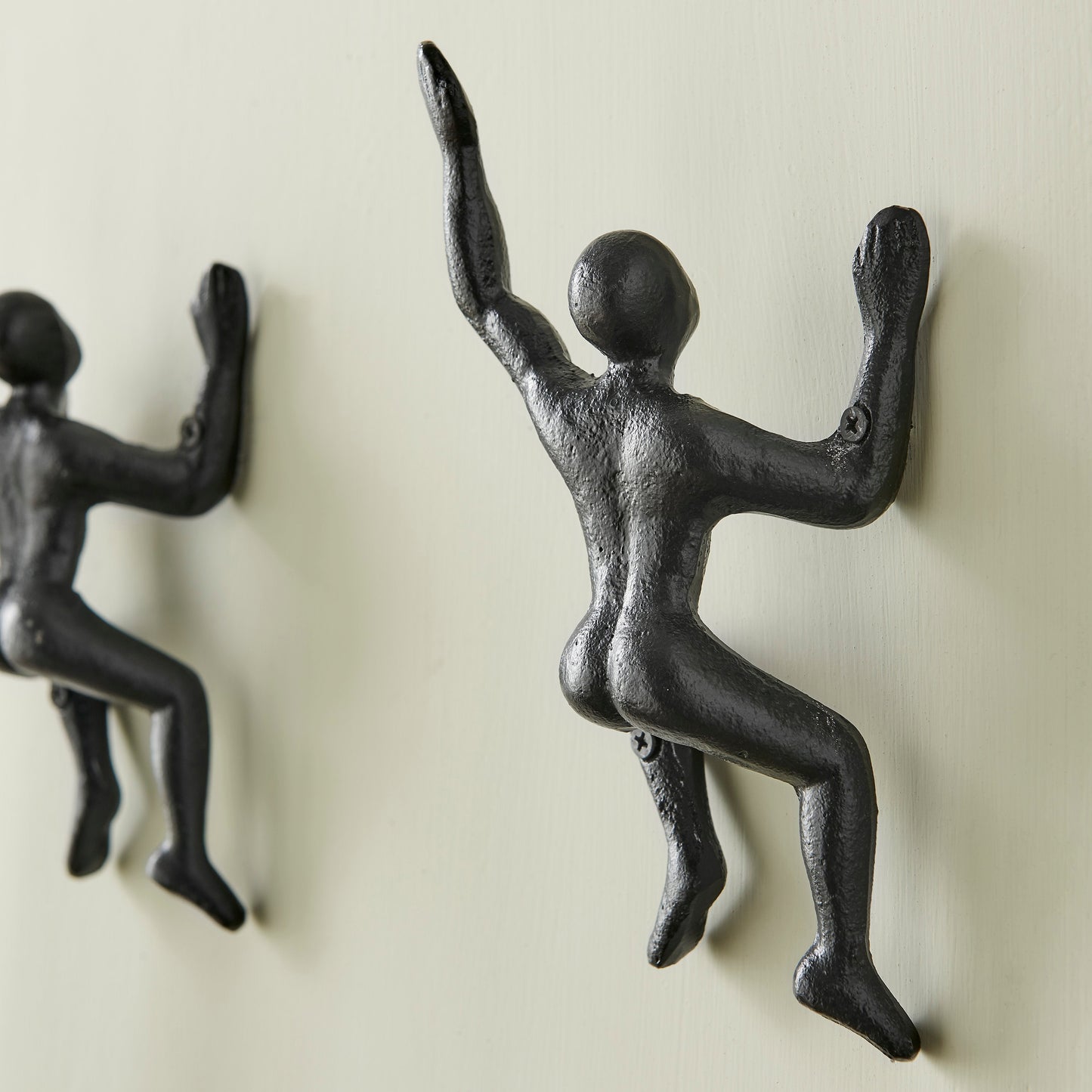 "Wall Climber" Cast Iron Decorative Black Wall Mount Hook (Set of 2)