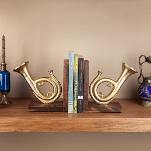 French Horn Bookend Set