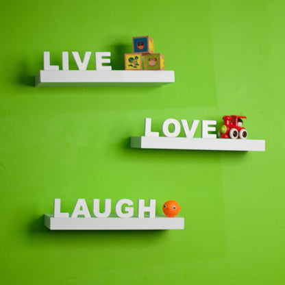 Decorative "Live" "Love" "Laugh" Wall Shelves (Set of 3)