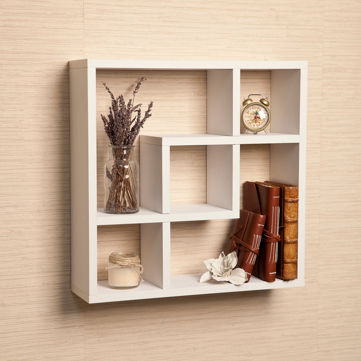 Geometric Square Wall Shelf with 5 Openings