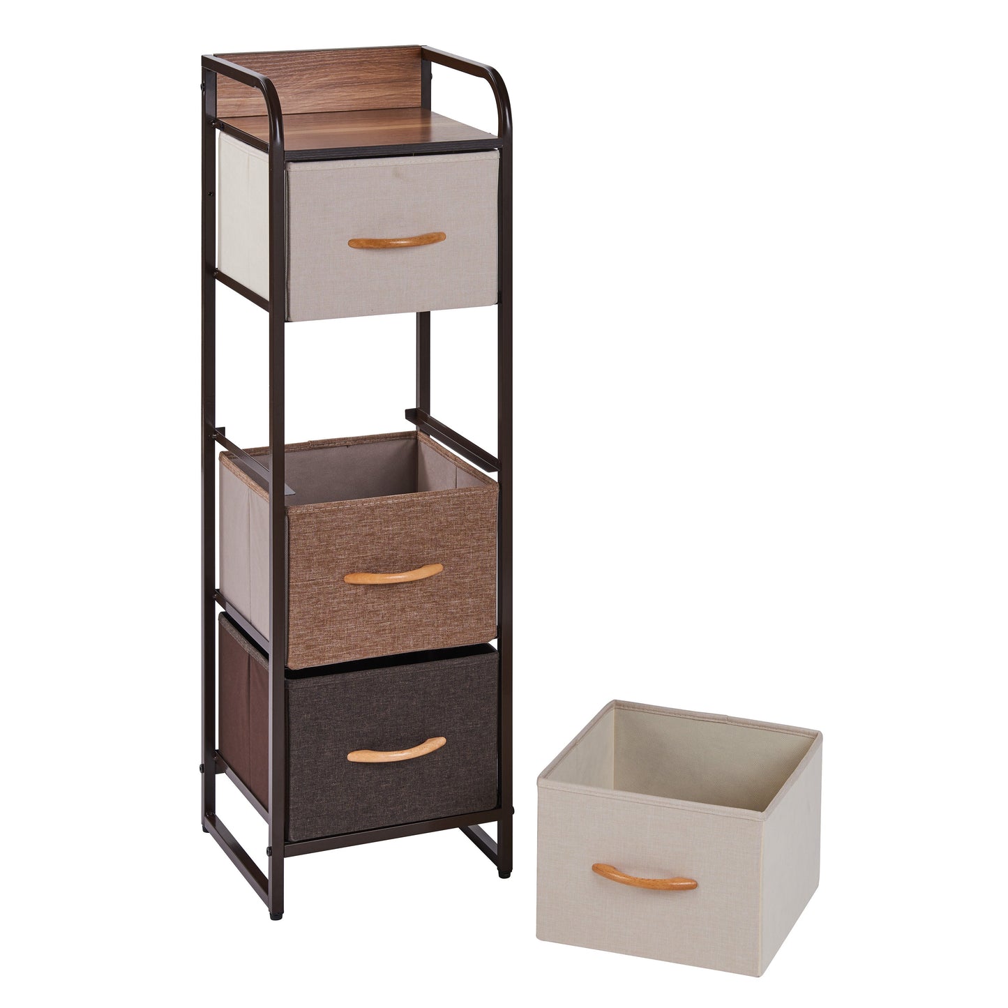 Decorative Modern Tall and Narrow Dresser/Chest Storage Tower with 4 Fabric Drawers