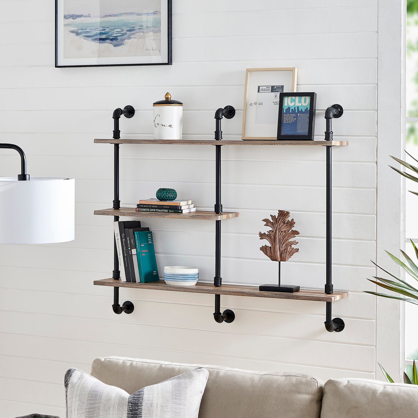 Aurora Three Tier Pipe Shelf Unit