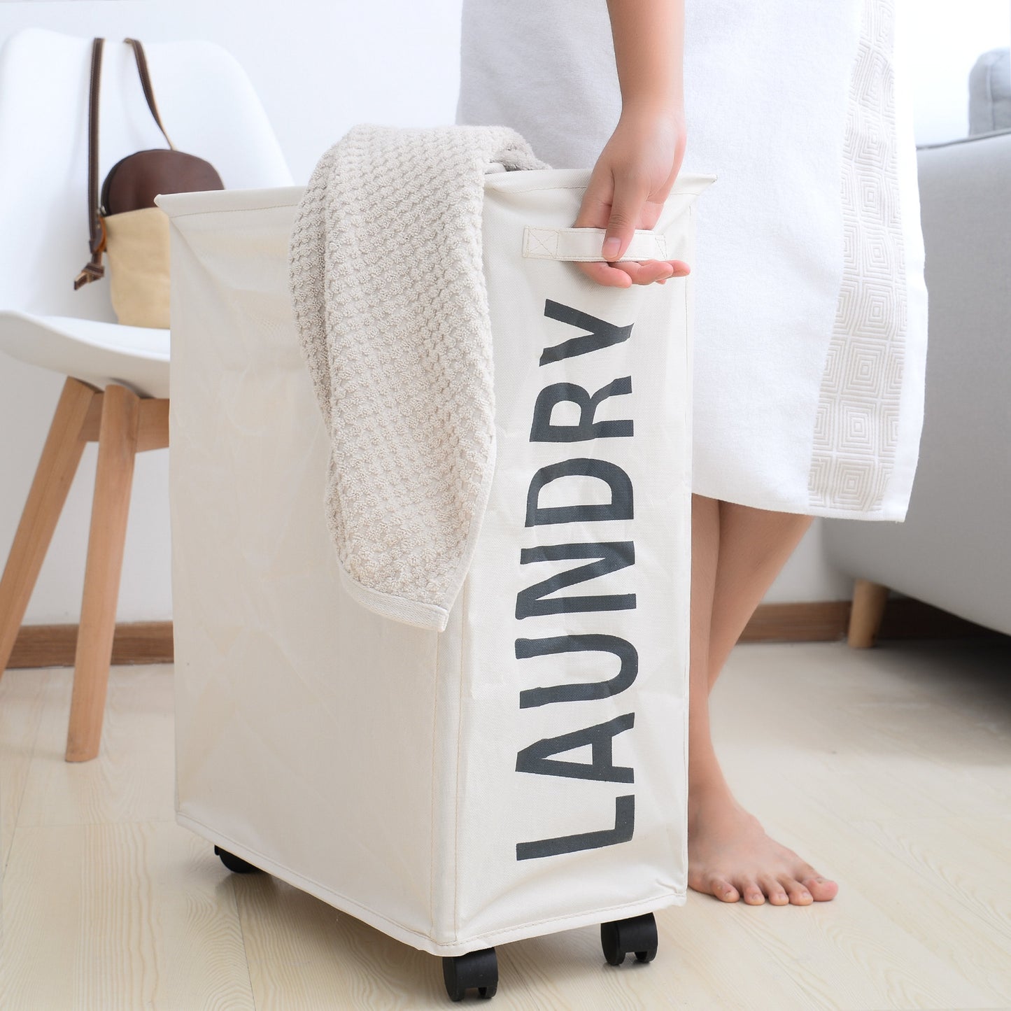 Collapsible Waterproof Folding Laundry Hamper on Wheels