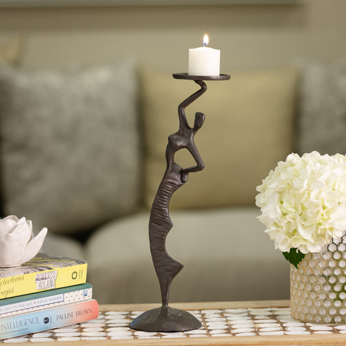 Fancy Lady Cast Iron Candle Holder