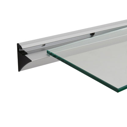 24 in Modern Clear Glass Floating Shelf on Aluminum Bar