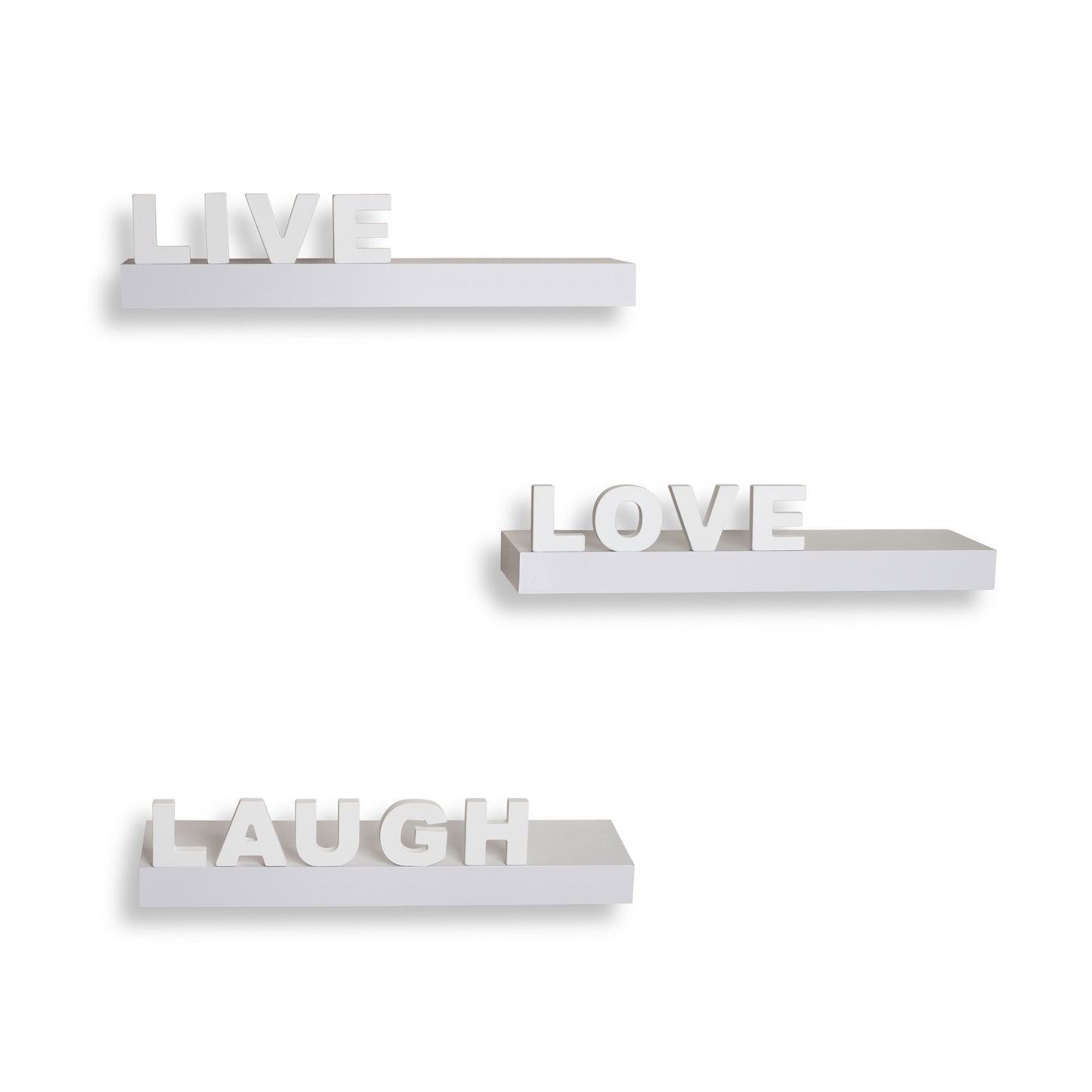 Decorative "Live" "Love" "Laugh" Wall Shelves (Set of 3)