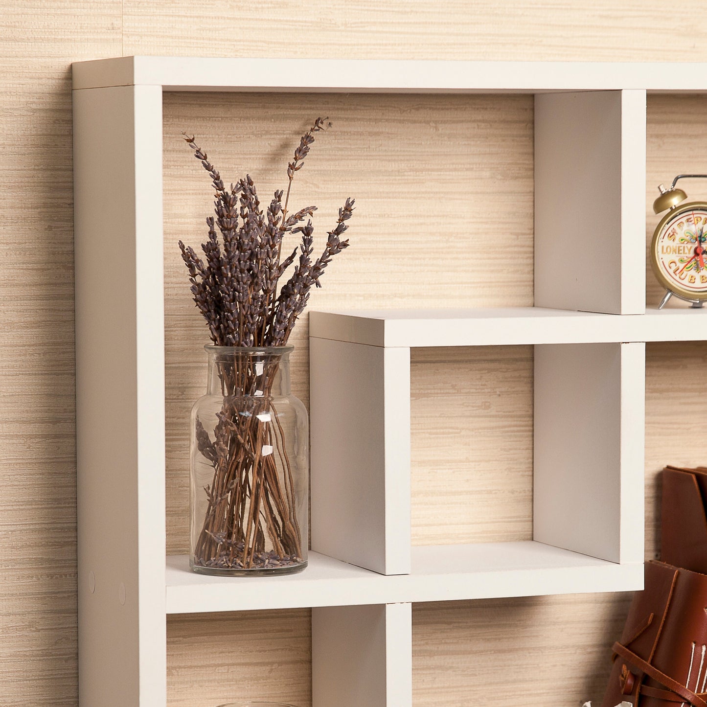 Geometric Square Wall Shelf with 5 Openings