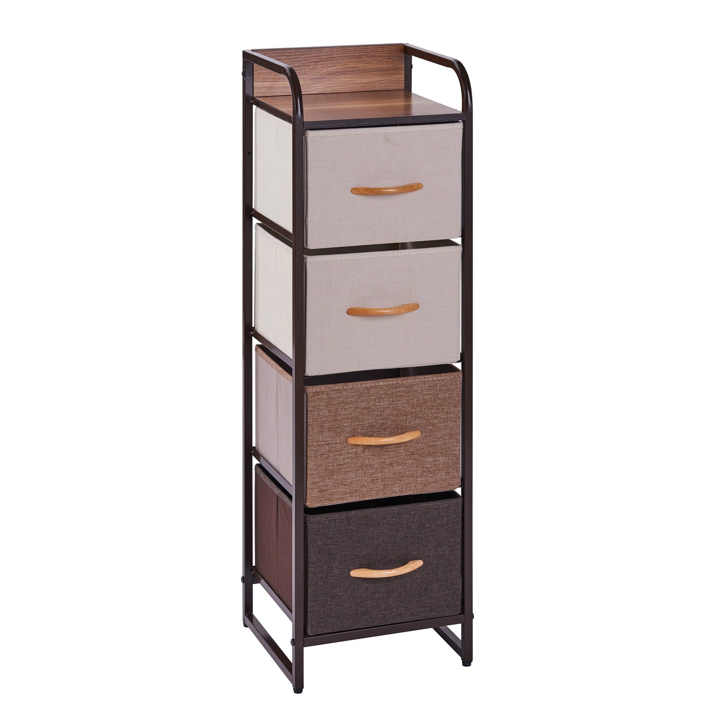 Decorative Modern Tall and Narrow Dresser/Chest Storage Tower with 4 Fabric Drawers