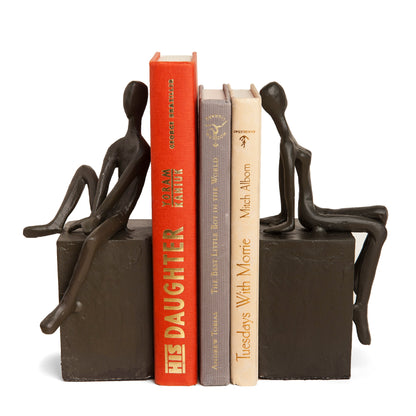 Bookend Set with Man and Woman Sitting on a Block