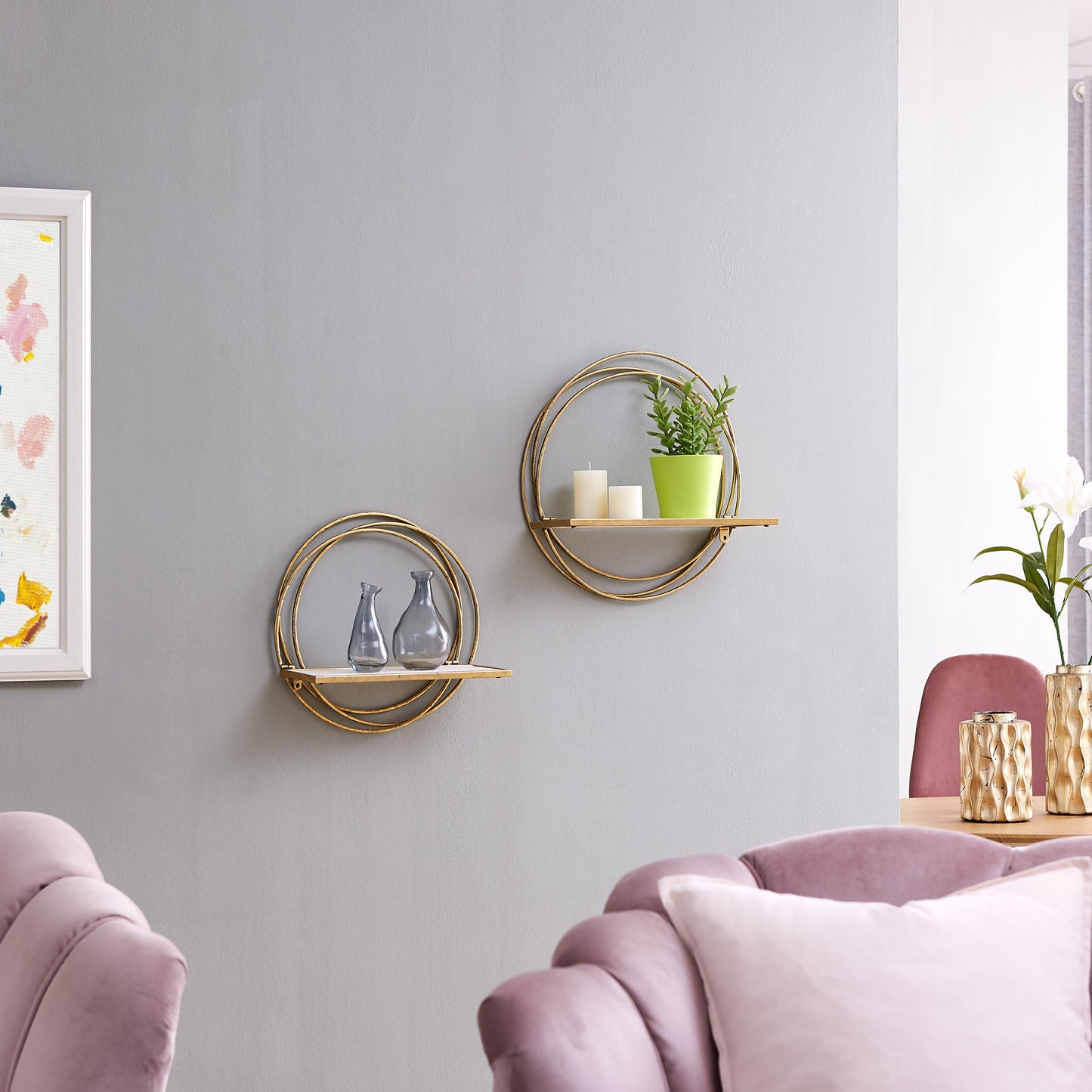 Golden Rings Floating Wall Shelves Set of 2