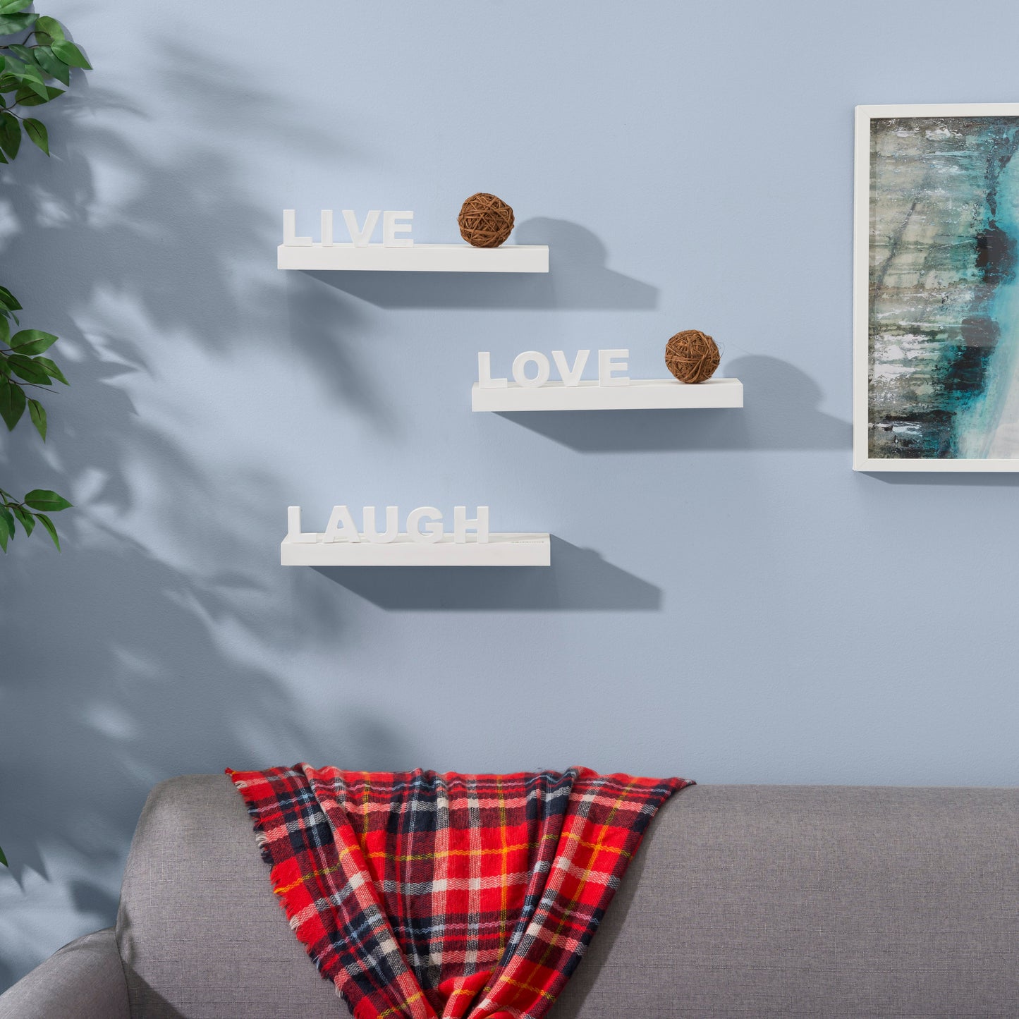 Decorative "Live" "Love" "Laugh" Wall Shelves (Set of 3)