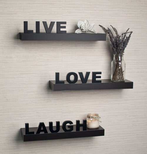 Decorative "Live" "Love" "Laugh" Wall Shelves (Set of 3)