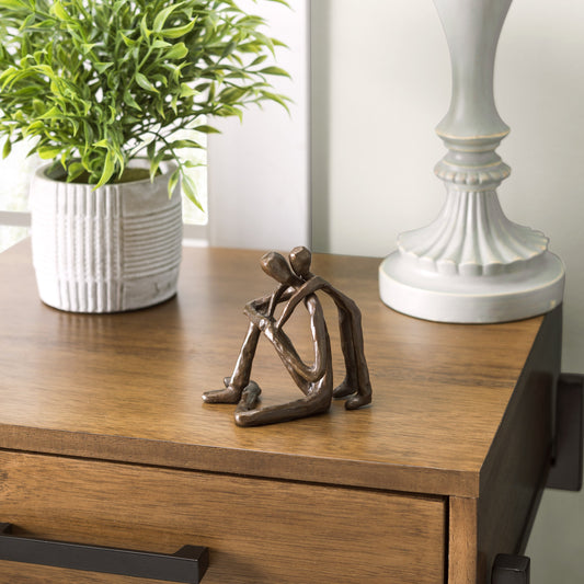 Child Embracing Father Bronze Sculpture